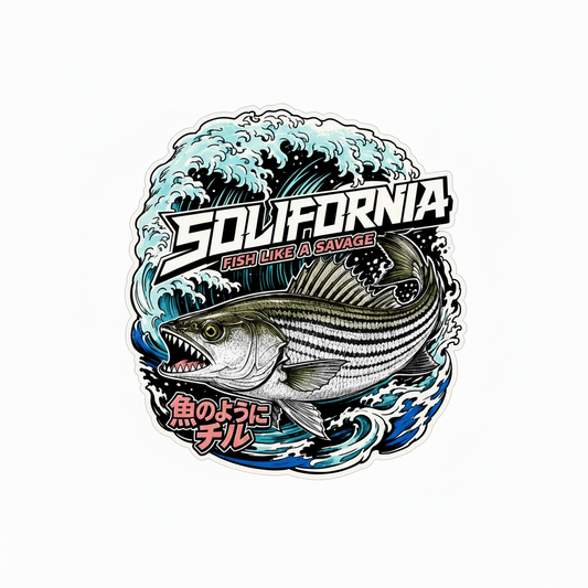 Fish like a Savage decal on a clean white background